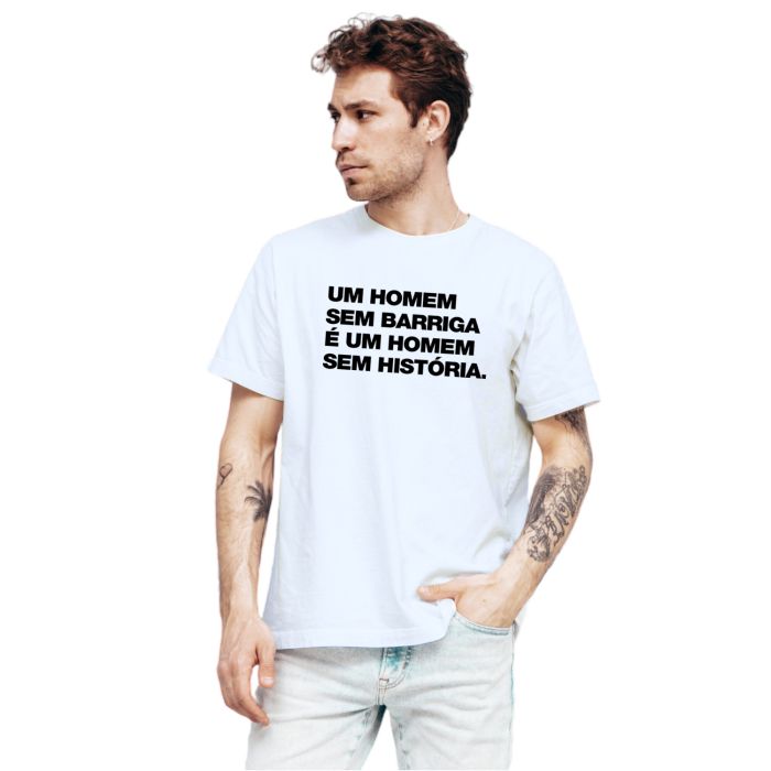 Camiseta Homem sem Barriga e História Personalizada