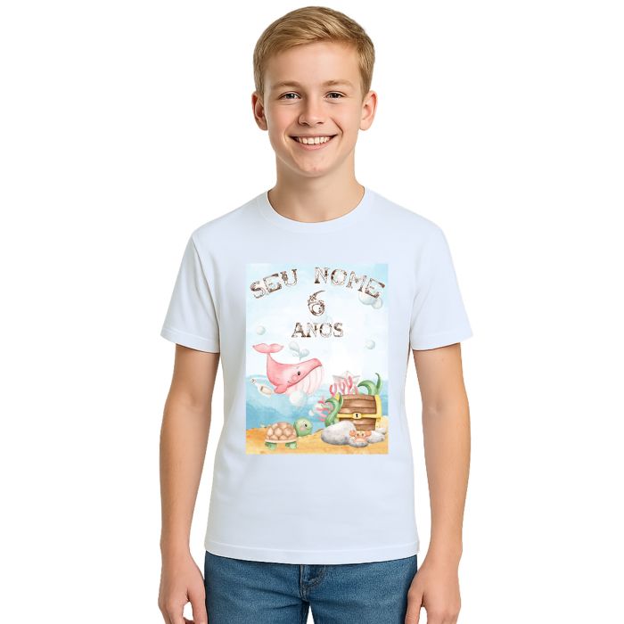 Camiseta Fundo Do Mar Festa Estampa Personalizada