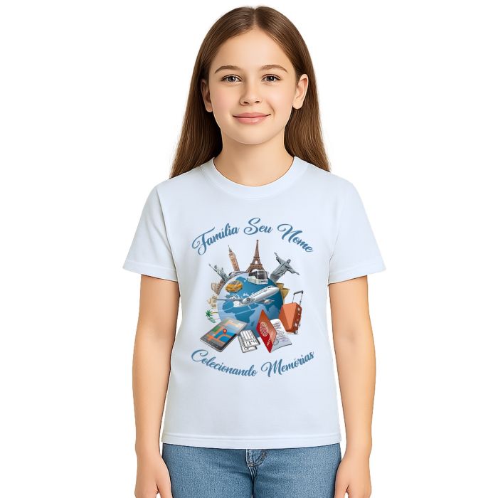 Camiseta Viagem Colecionando Memórias Personalizada