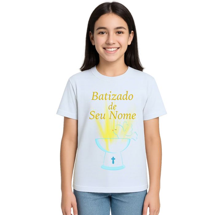 Camiseta Batizado Batismo Religiosa Estampa Personalizada