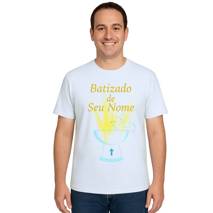 Camiseta Batizado Batismo Religiosa Estampa Personalizada