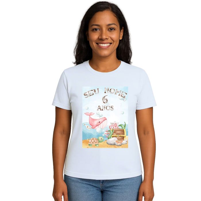 Camiseta Fundo Do Mar Festa Estampa Personalizada