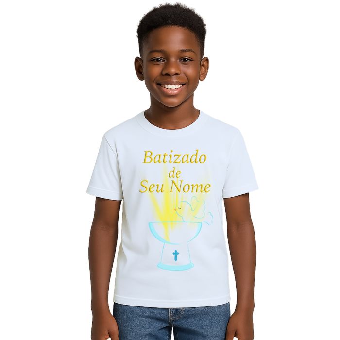 Camiseta Batizado Batismo Religiosa Estampa Personalizada