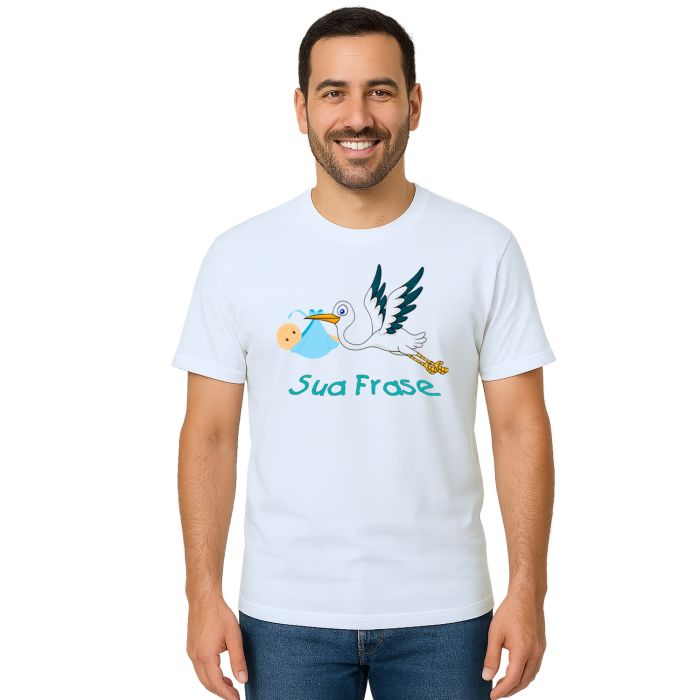 Camiseta Bebê Cegonha Grávida Estampa Personalizada