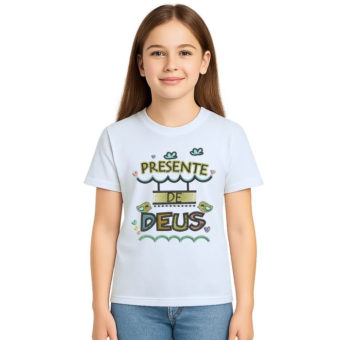 Camiseta Presente de Deus Religiosa Estampa Personalizada