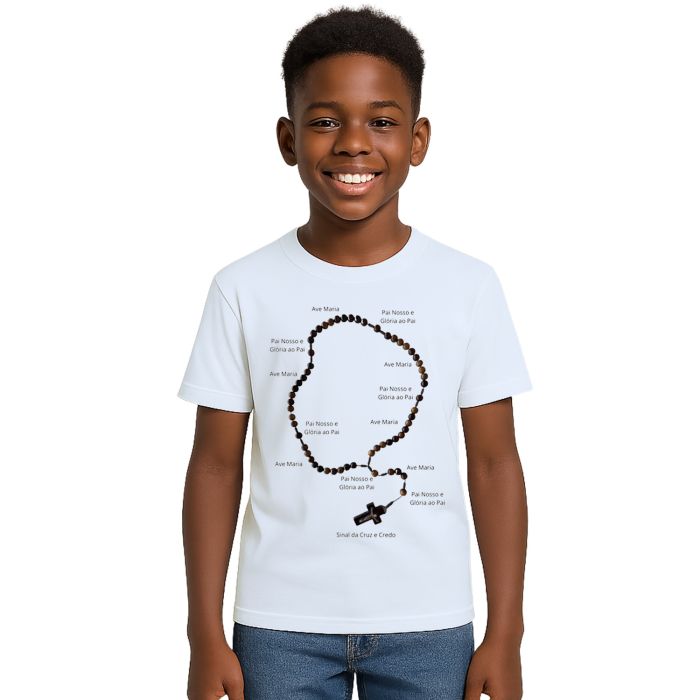 Camiseta Rezar o Terço Religiosa Estampa Personalizada