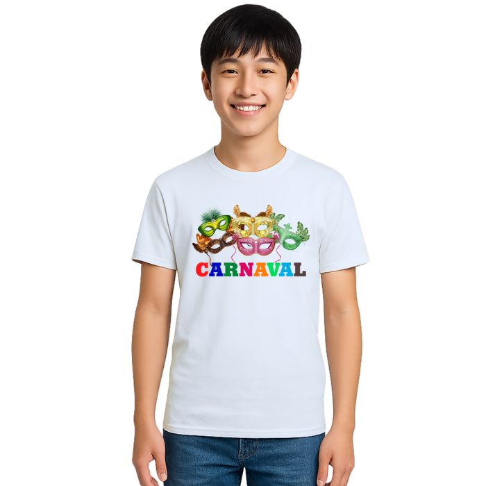 Camiseta Carnaval Máscaras de Folia Estampa Personalizada