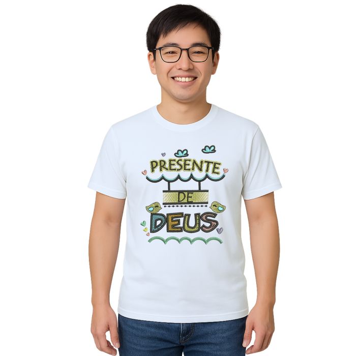Camiseta Presente de Deus Religiosa Estampa Personalizada