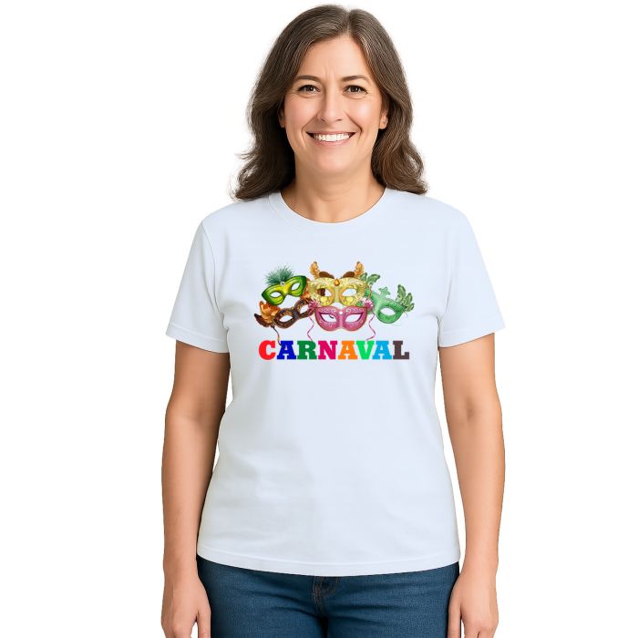 Camiseta Carnaval Máscaras de Folia Estampa Personalizada