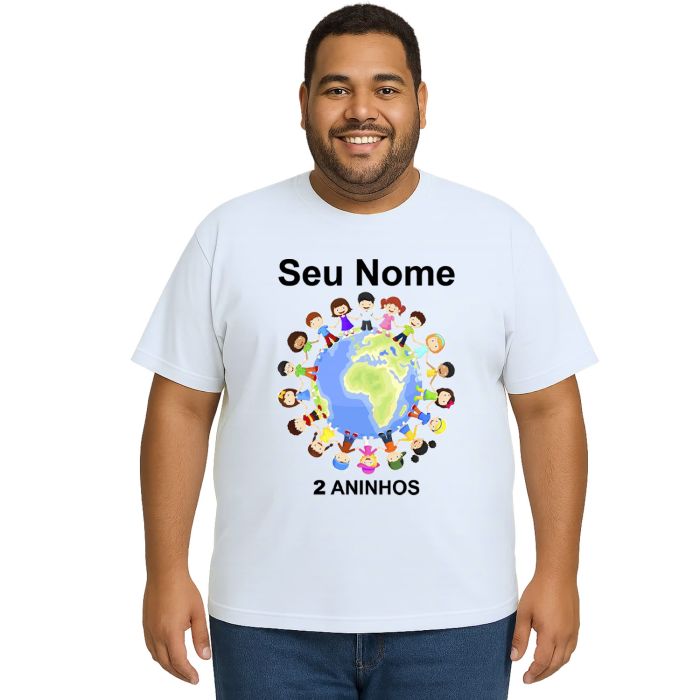 Camiseta Planeta Infantil Globo Crianças Personalizada