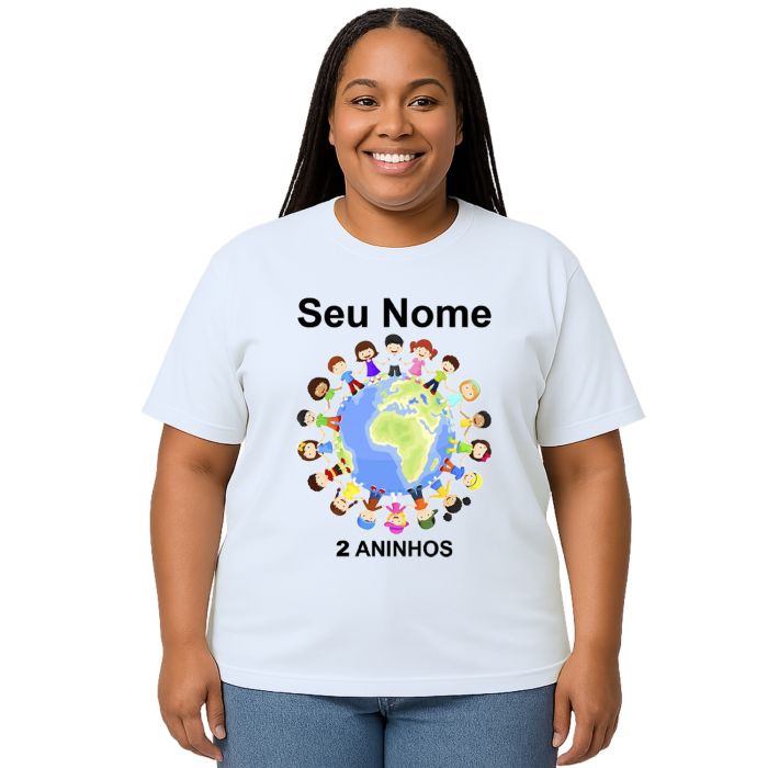 Camiseta Planeta Infantil Globo Crianças Personalizada