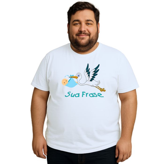 Camiseta Bebê Cegonha Grávida Estampa Personalizada