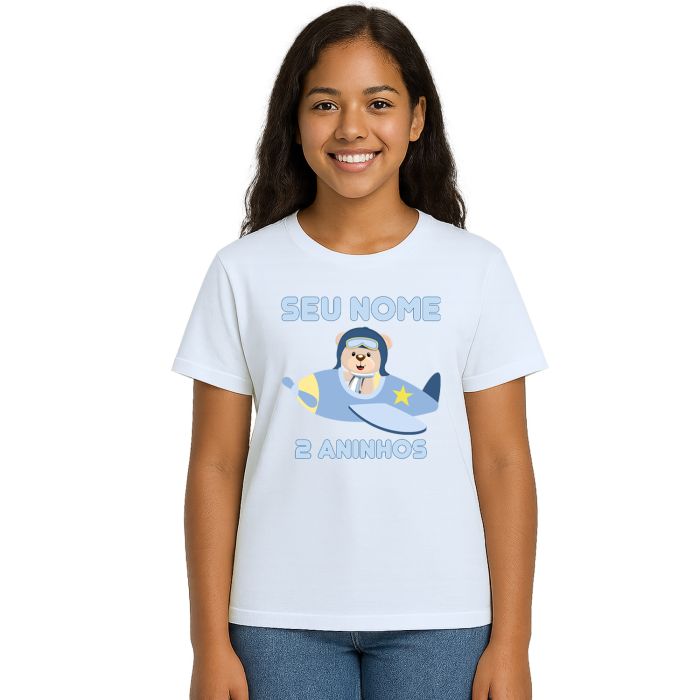Camiseta Ursinho Aviador Avião Urso Estampa Personalizada