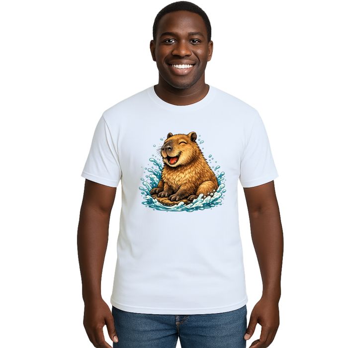 Camiseta Capivara Feliz na Agua Estampa Personalizada