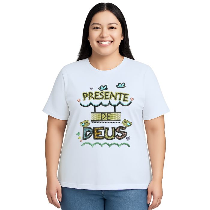 Camiseta Presente de Deus Religiosa Estampa Personalizada