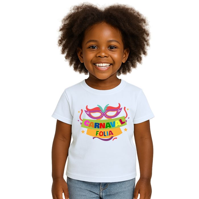 Camiseta Carnaval Máscara da Folia Estampa Personalizada