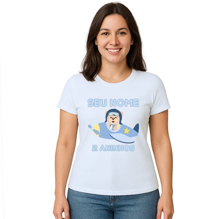 Camiseta Ursinho Aviador Avião Urso Estampa Personalizada