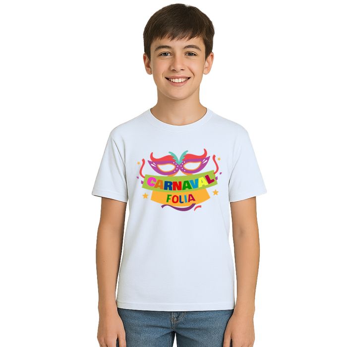 Camiseta Carnaval Máscara da Folia Estampa Personalizada