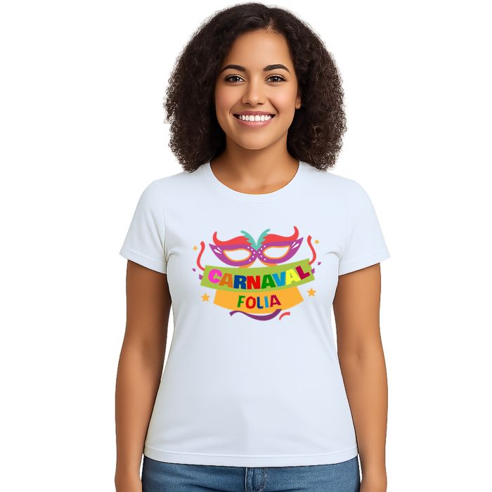 Camiseta Carnaval Máscara da Folia Estampa Personalizada
