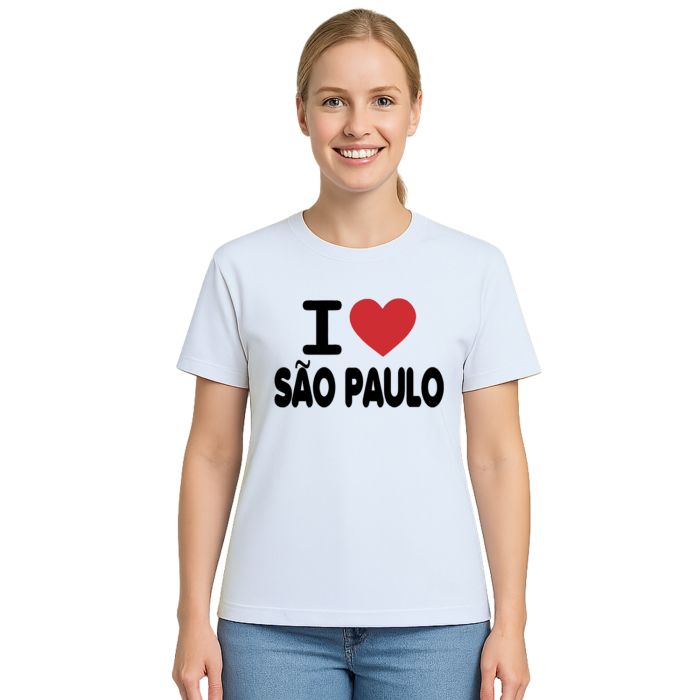 Camiseta Eu Amo São Paulo I Love SP Estampa Personalizada