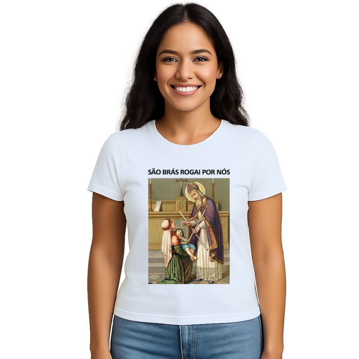Camiseta São Brás Rogai Por Nós Estampa Personalizada