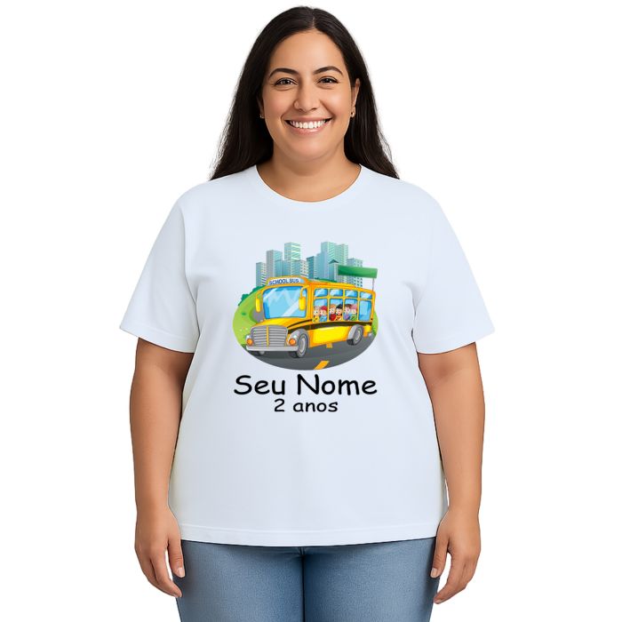 Camiseta Ônibus Escolar School Bus Estampa Personalizada