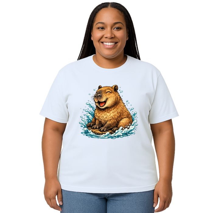 Camiseta Capivara Feliz na Agua Estampa Personalizada