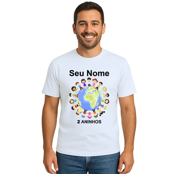Camiseta Planeta Infantil Globo Crianças Personalizada