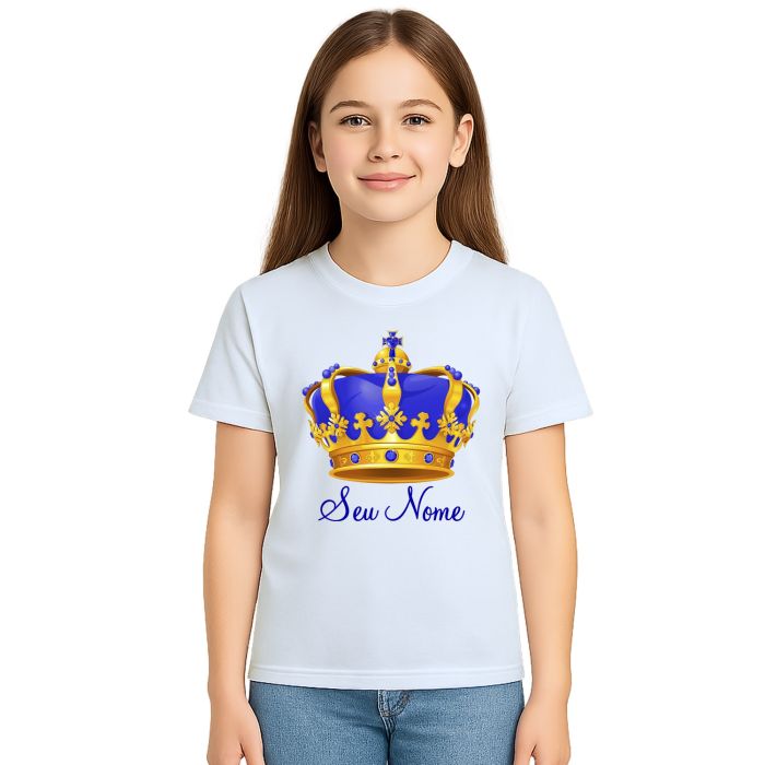 Camiseta Coroa Azul Príncipe Realeza Estampa Personalizada