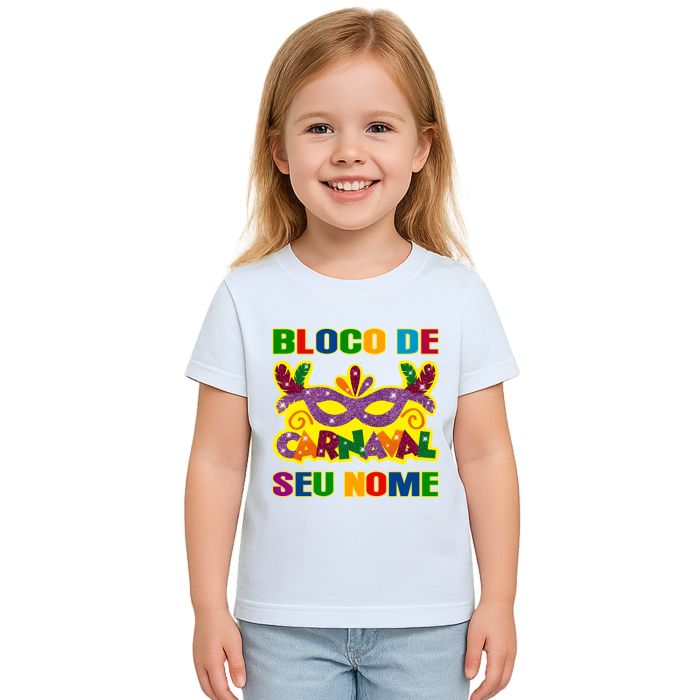 Camiseta Bloco de Carnaval com Máscara Estampa Personalizada