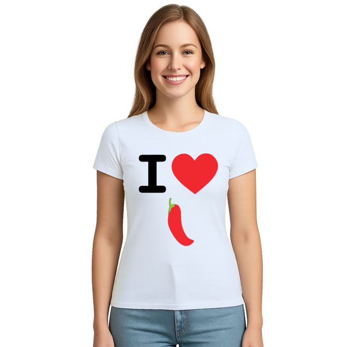 Camiseta Eu Amo Pimenta I Love Chilli Estampa Personalizada