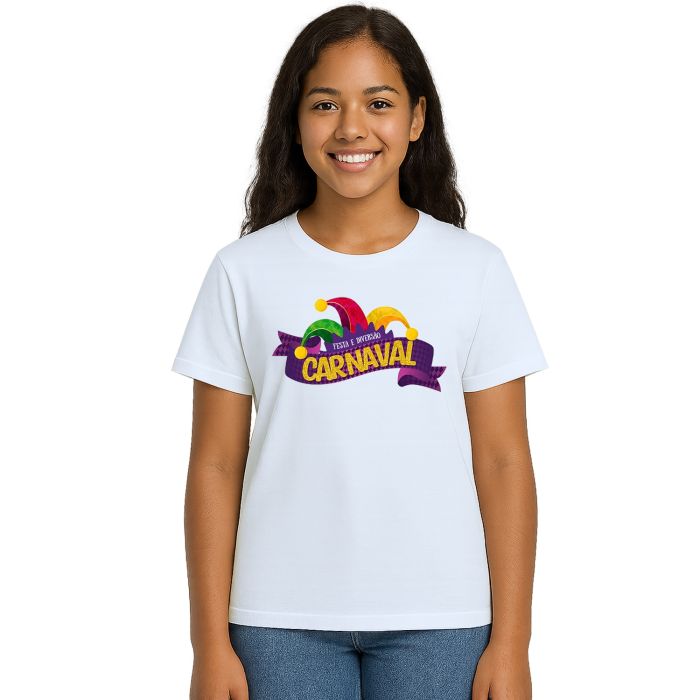 Camiseta Carnaval Festa e Diversão Estampa Personalizada