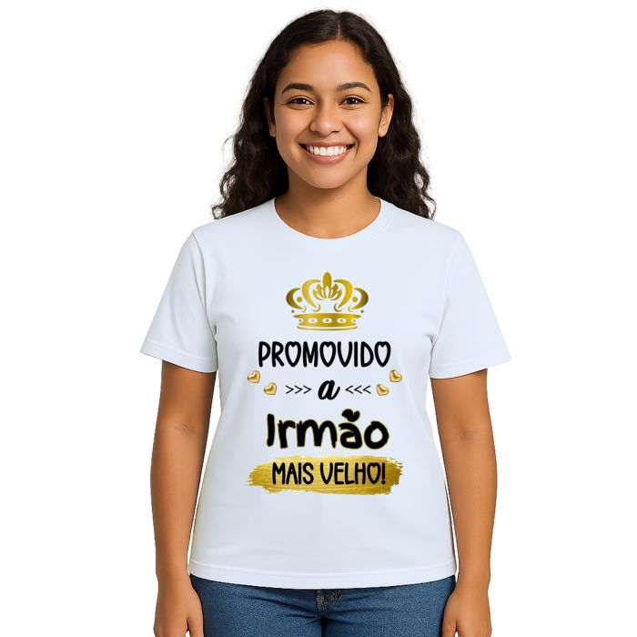 Camiseta Promovido Irmão Mais Velho Estampa Personalizada