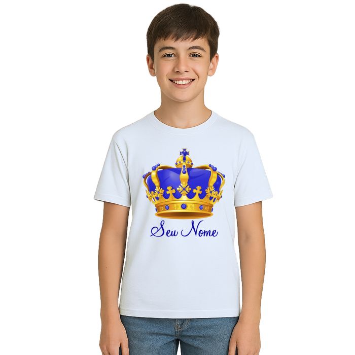 Camiseta Coroa Azul Príncipe Realeza Estampa Personalizada