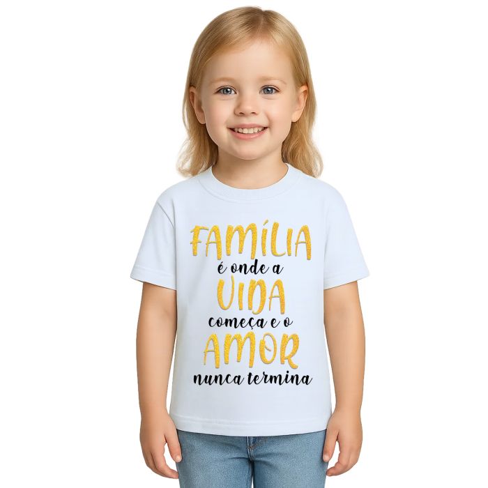 Camiseta Família Vida e Amor Estampa Personalizada