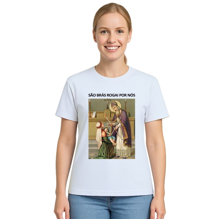 Camiseta São Brás Rogai Por Nós Estampa Personalizada