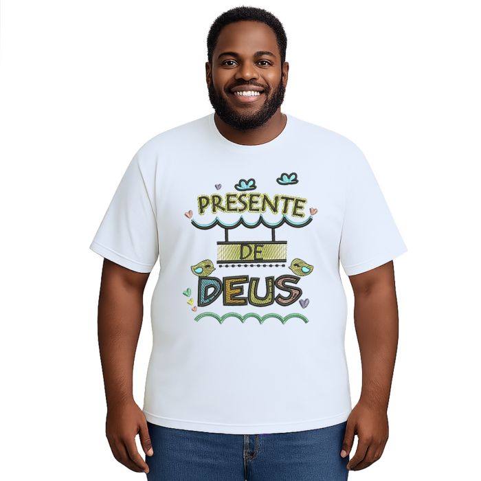 Camiseta Presente de Deus Religiosa Estampa Personalizada