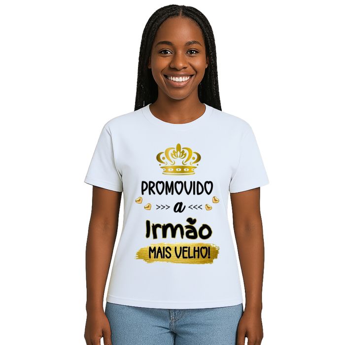 Camiseta Promovido Irmão Mais Velho Estampa Personalizada