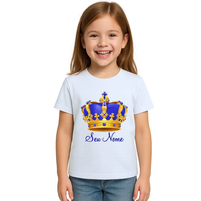 Camiseta Coroa Azul Príncipe Realeza Estampa Personalizada
