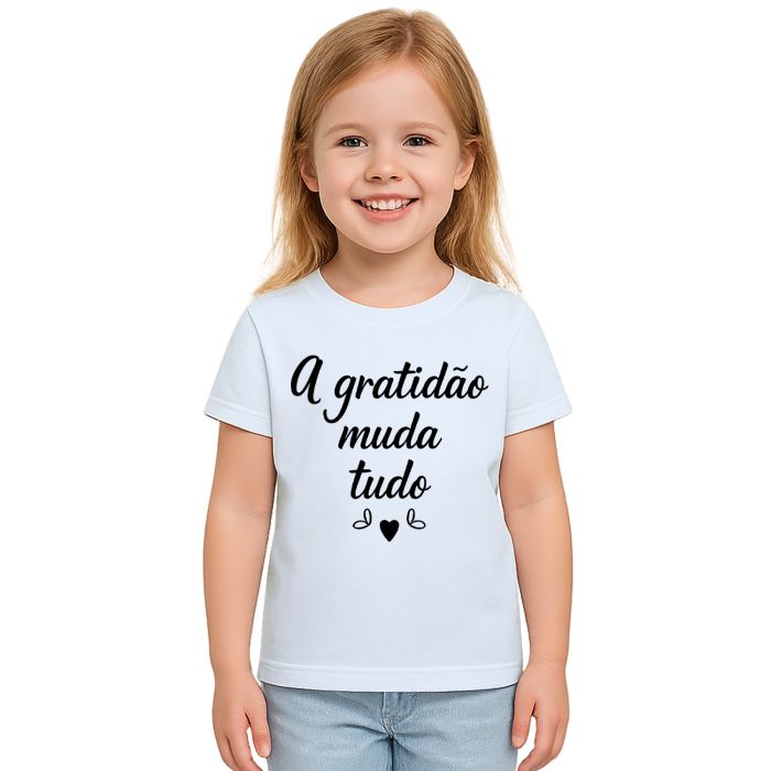 Camiseta Gratidão Muda Tudo Estampa Personalizada