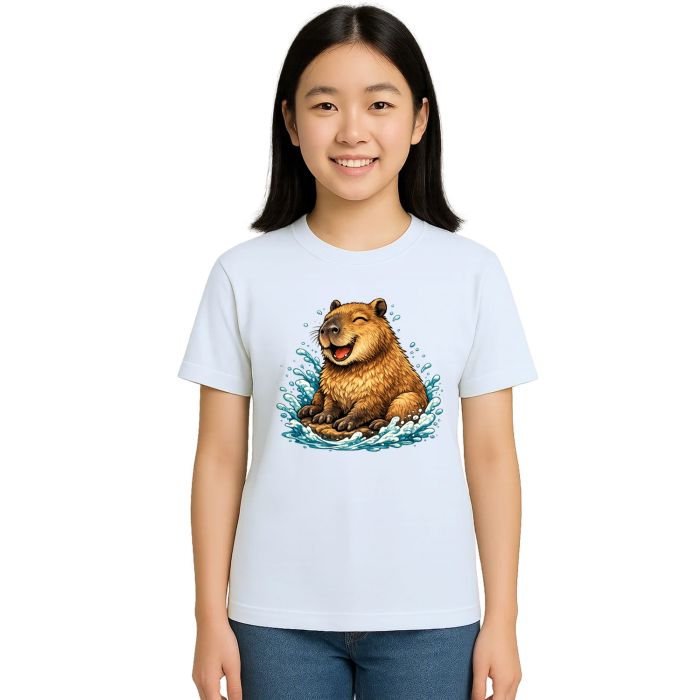 Camiseta Capivara Feliz na Agua Estampa Personalizada
