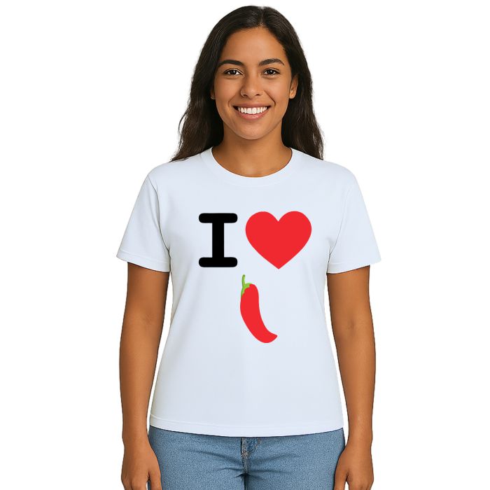 Camiseta Eu Amo Pimenta I Love Chilli Estampa Personalizada