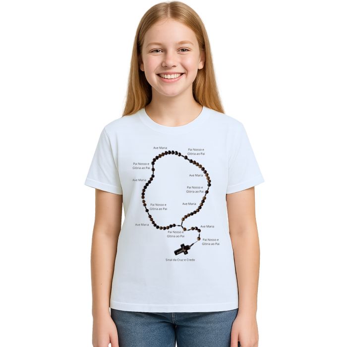 Camiseta Rezar o Terço Religiosa Estampa Personalizada
