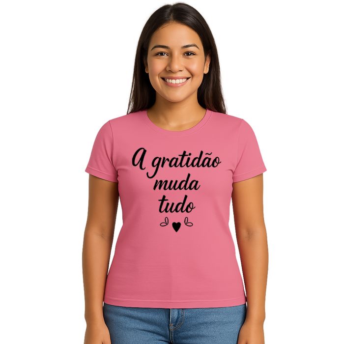 Camiseta Gratidão Muda Tudo Estampa Personalizada