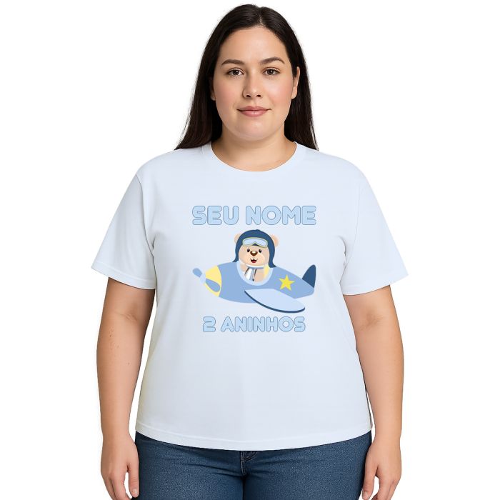 Camiseta Ursinho Aviador Avião Urso Estampa Personalizada
