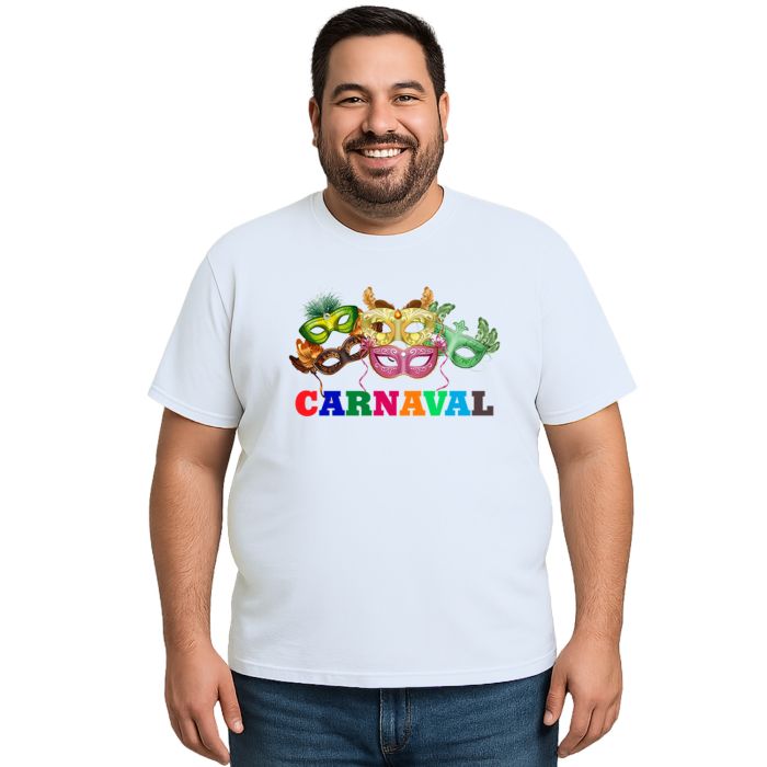 Camiseta Carnaval Máscaras de Folia Estampa Personalizada