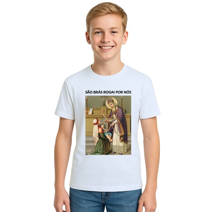 Camiseta São Brás Rogai Por Nós Estampa Personalizada