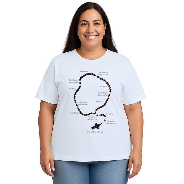 Camiseta Rezar o Terço Religiosa Estampa Personalizada