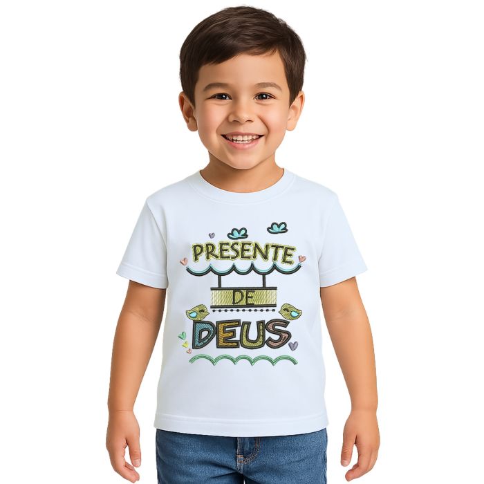 Camiseta Presente de Deus Religiosa Estampa Personalizada