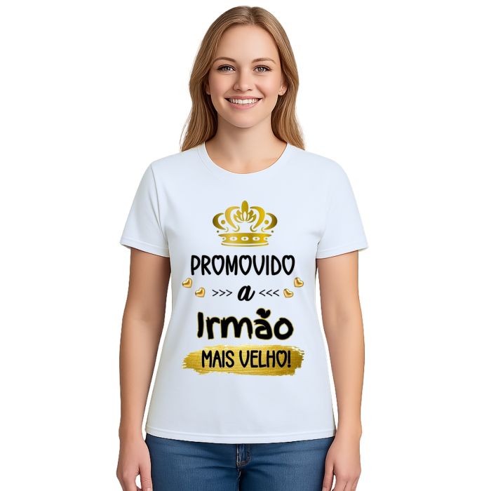 Camiseta Promovido Irmão Mais Velho Estampa Personalizada